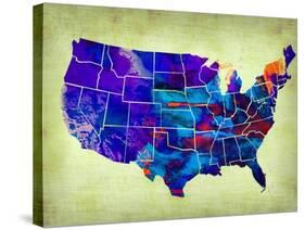 Usa Watercolor Map 5-NaxArt-Stretched Canvas