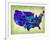 Usa Watercolor Map 5-NaxArt-Framed Art Print