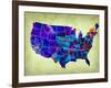 Usa Watercolor Map 5-NaxArt-Framed Art Print