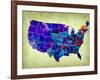 Usa Watercolor Map 5-NaxArt-Framed Art Print