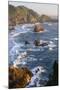 Usa, West Coast, Oregon, State Scenic Corridor, Sunset with Waves Crashing-Christian Heeb-Mounted Photographic Print