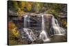 USA, West Virginia, Blackwater Falls State Park. Waterfall and forest scenic.-Jaynes Gallery-Stretched Canvas