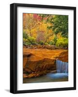 USA, West Virginia, Douglass Falls. Waterfall over Rock Outcrop-Jay O'brien-Framed Photographic Print