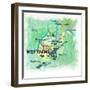 USA West Virginia State Travel Poster Map With Highlights And FavoritesL-M. Bleichner-Framed Art Print