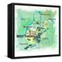 USA West Virginia State Travel Poster Map With Highlights And FavoritesL-M. Bleichner-Framed Stretched Canvas