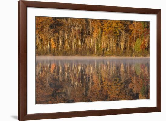 USA, Wisconsin. A cold morning on a Mill pond Lake in Autumn.-Brenda Tharp-Framed Premium Photographic Print