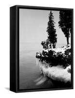 Usa, Wisconsin, Lake Michigan, Shore Scenic, Winter (B&W)-Alex L. Fradkin-Framed Stretched Canvas