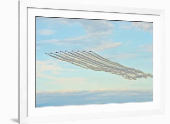 USA, Wisconsin, Oshkosh, Airshow dramatic plane formation-Bernard Friel-Framed Premium Photographic Print