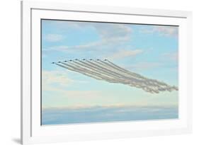 USA, Wisconsin, Oshkosh, Airshow dramatic plane formation-Bernard Friel-Framed Premium Photographic Print