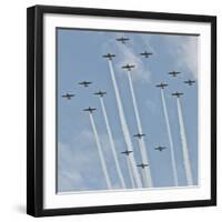 USA, Wisconsin, Oshkosh, Airshow dramatic plane formation-Bernard Friel-Framed Photographic Print