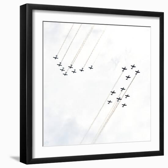 USA, Wisconsin, Oshkosh, Airshow dramatic plane formation-Bernard Friel-Framed Photographic Print