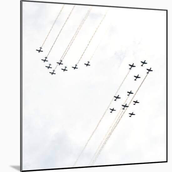 USA, Wisconsin, Oshkosh, Airshow dramatic plane formation-Bernard Friel-Mounted Photographic Print