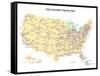 Usa With Interstate Highways, States And Names-Bruce Jones-Framed Stretched Canvas