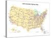 Usa With Interstate Highways, States And Names-Bruce Jones-Stretched Canvas