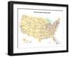 Usa With Interstate Highways, States And Names-Bruce Jones-Framed Art Print