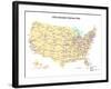 Usa With Interstate Highways, States And Names-Bruce Jones-Framed Art Print