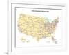 Usa With Interstate Highways, States And Names-Bruce Jones-Framed Art Print