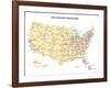 Usa With Interstate Highways, States And Names-Bruce Jones-Framed Art Print