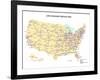 Usa With Interstate Highways, States And Names-Bruce Jones-Framed Art Print