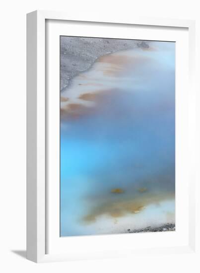 USA, Wyoming. Abstract lines and turquoise opalescence in thermal area in Porcelain Basin at Norris-Judith-Framed Photographic Print