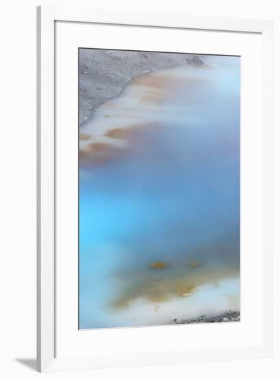 USA, Wyoming. Abstract lines and turquoise opalescence in thermal area in Porcelain Basin at Norris-Judith-Framed Photographic Print