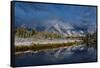 USA, Wyoming. Fall snow and reflection of Teton mountains, Grand Teton National Park-Howie Garber-Framed Stretched Canvas