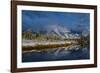 USA, Wyoming. Fall snow and reflection of Teton mountains, Grand Teton National Park-Howie Garber-Framed Photographic Print