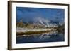 USA, Wyoming. Fall snow and reflection of Teton mountains, Grand Teton National Park-Howie Garber-Framed Photographic Print