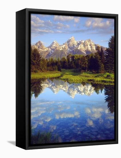 USA, Wyoming, Grand Teton Grand Tetons Reflect in Snake River-Jaynes Gallery-Framed Stretched Canvas