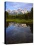 USA, Wyoming, Grand Teton Grand Tetons Reflect in Snake River-Jaynes Gallery-Stretched Canvas