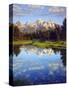 USA, Wyoming, Grand Teton Grand Tetons Reflect in Snake River-Jaynes Gallery-Stretched Canvas