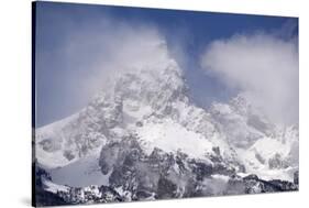 USA, Wyoming, Grand Teton National Park. Clouds over mountains during spring snowstorm.-Jaynes Gallery-Stretched Canvas