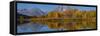 USA, Wyoming, Grand Teton National Park. Panoramic of reflected in Oxbow Bend in autumn.-Jaynes Gallery-Framed Stretched Canvas