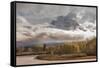 USA, Wyoming, Grand Teton National Park. Spring storm clouds around Mt. Moran.-Jaynes Gallery-Framed Stretched Canvas