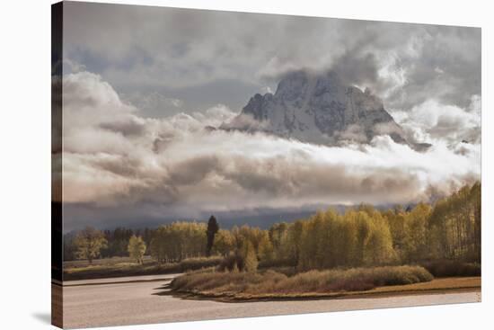 USA, Wyoming, Grand Teton National Park. Spring storm clouds around Mt. Moran.-Jaynes Gallery-Stretched Canvas