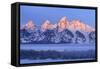 USA, Wyoming. Grand Teton National Park, winter landscape-George Theodore-Framed Stretched Canvas