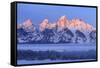 USA, Wyoming. Grand Teton National Park, winter landscape-George Theodore-Framed Stretched Canvas