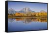 USA, Wyoming, Grand Teton NP, Mount Moran from Oxbow Junction-John Ford-Framed Stretched Canvas