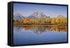 USA, Wyoming, Grand Teton NP, Mount Moran from Oxbow Junction-John Ford-Framed Stretched Canvas