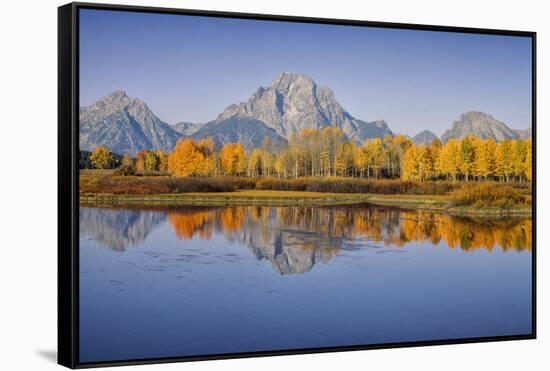 USA, Wyoming, Grand Teton NP, Mount Moran from Oxbow Junction-John Ford-Framed Stretched Canvas