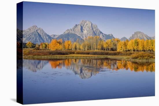 USA, Wyoming, Grand Teton NP, Mount Moran from Oxbow Junction-John Ford-Stretched Canvas