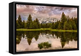 USA, Wyoming, Grand Teton's National Park Schwabacher Landing Sunrise-John Ford-Framed Stretched Canvas