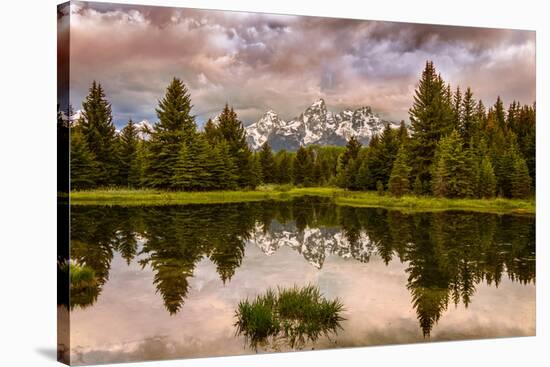 USA, Wyoming, Grand Teton's National Park Schwabacher Landing Sunrise-John Ford-Stretched Canvas