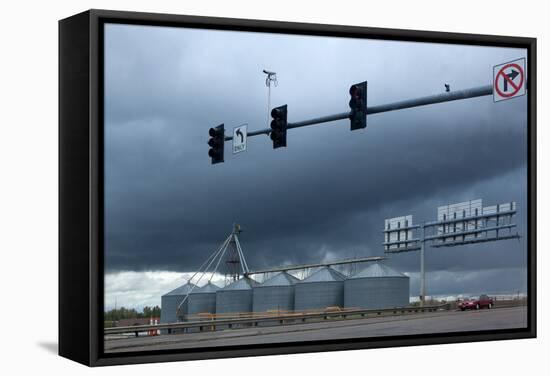 USA, Wyoming, Highway, Storm Clouds-Catharina Lux-Framed Stretched Canvas