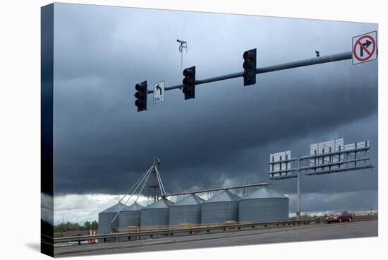 USA, Wyoming, Highway, Storm Clouds-Catharina Lux-Stretched Canvas