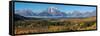 USA, Wyoming. Mount Moran and autumn aspens at the Oxbow, Grand Teton National Park.-Judith Zimmerman-Framed Stretched Canvas