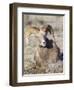 USA, Wyoming, National Elk Refuge, Bighorn sheep ram lying down on frosty grasses-Elizabeth Boehm-Framed Photographic Print