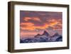 USA, Wyoming. Orange sunset and landscape of Table, Grand and Middle Teton and Mt. Owen.-Howie Garber-Framed Photographic Print