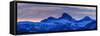 USA, Wyoming. Panoramic sunset of Grand Teton and clouds from west side of Tetons-Howie Garber-Framed Stretched Canvas