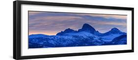 USA, Wyoming. Panoramic sunset of Grand Teton and clouds from west side of Tetons-Howie Garber-Framed Photographic Print